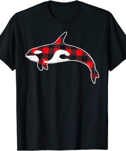 Buffalo Red Color Plaid Orca Rustic Xmas Holiday Animal T-Shirt