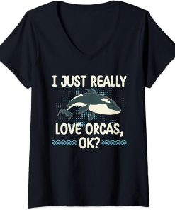 Womens Funny Orca Lover Graphic for Women Men Kids Orca Lover V-Neck T-Shirt