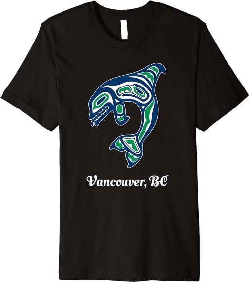 Blue Green Native Vancouver Orca Killer Whale Premium T-Shirt