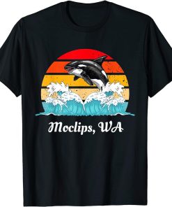 Vintage Moclips WA Distressed Orca Killer Whale Art T-Shirt