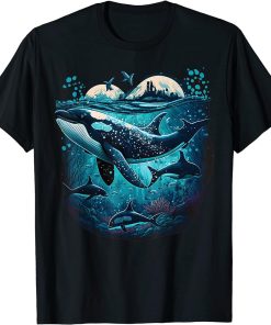 Colourful mystical orca whale watching dolphin pottwhale orca whale T-Shirt