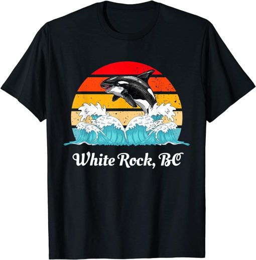 Vintage White Rock BC Distressed Orca Killer Whale Art T-Shirt