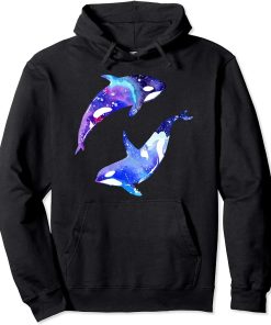 Lovely Orca Couple Yin Yang Swim Art Design T-Shirt Hoodie