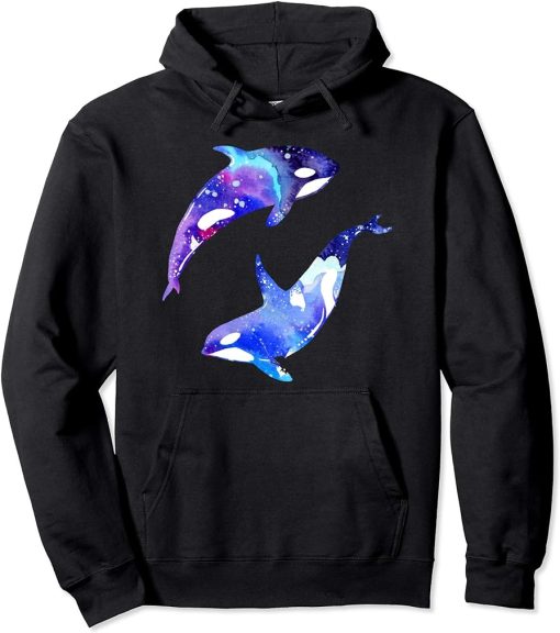 Lovely Orca Couple Yin Yang Swim Art Design T-Shirt Hoodie