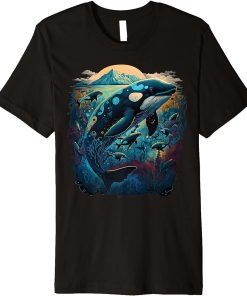 Colourful mystical orca whale watching dolphin pottwhale orca whale Premium T-Shirt